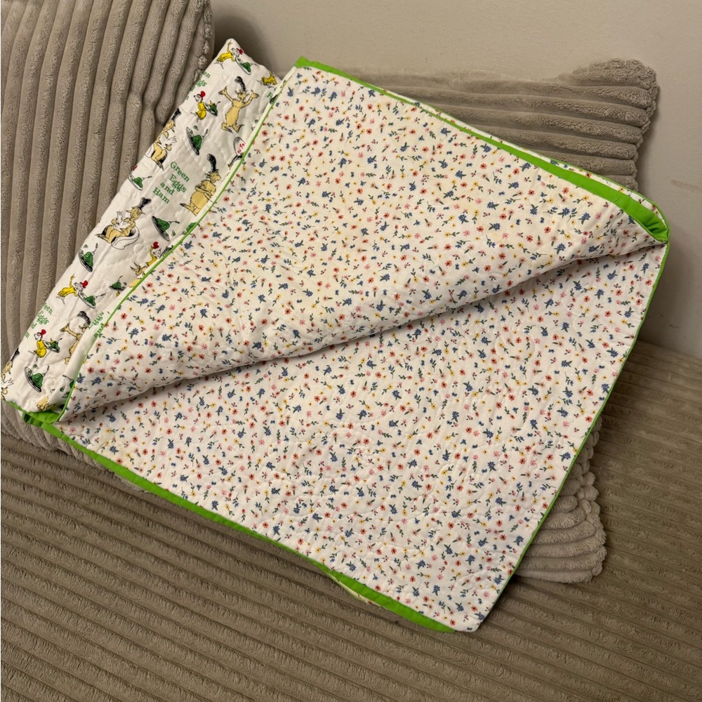 Brand New Homemade Dr. Seuss Green Eggs and Ham Baby Blanket - Picture 3 of 6